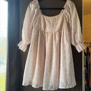Elegant Pink Floral Casual Dress